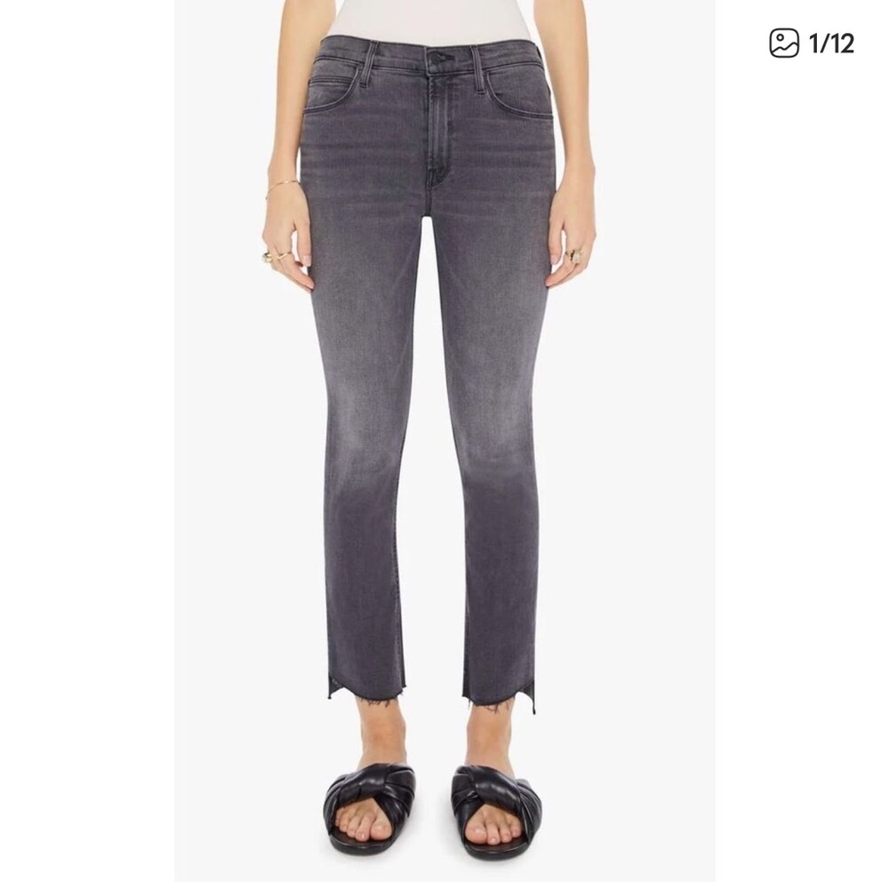 MOTHER Ankle Step Fray Jeans - Dark Gray